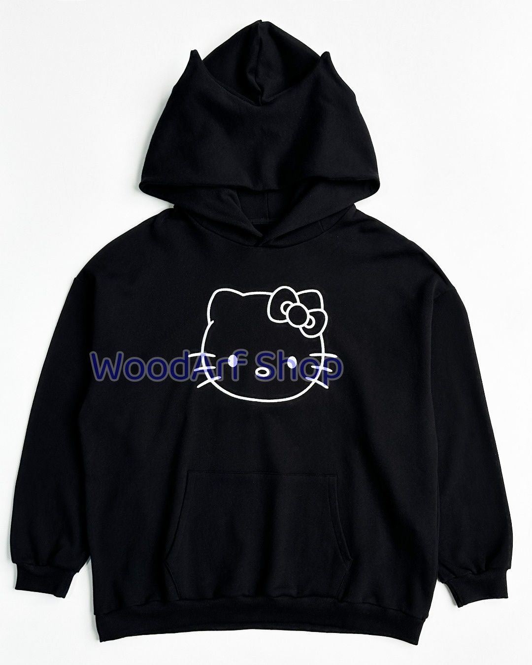 韓国wogo Kittyかわいいキャラクター猫耳キャップ刺繍ゆったりパーカーパーカー NICORILABO_COM