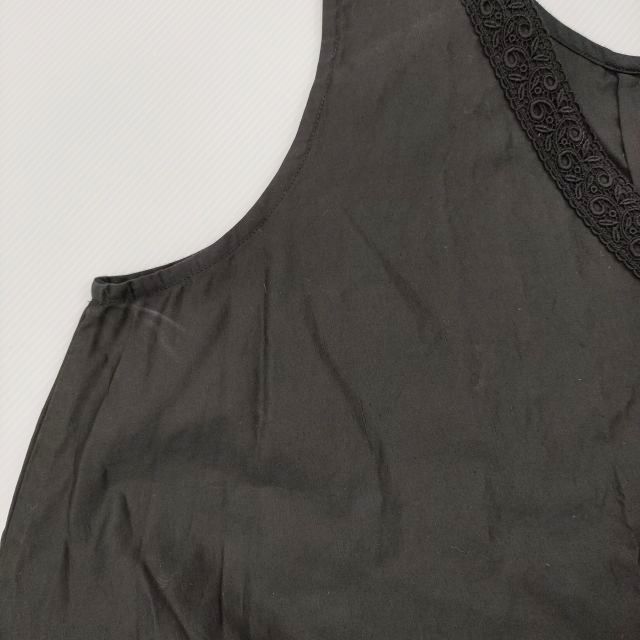 nest Robe レースVネックドレス 01194-8358 リネンコットン ワンピース ブラック レディース ネストローブ【中古】5-0908S♪ nest Robe レースVネックドレス 01194-8358 リネンコットン ワンピース