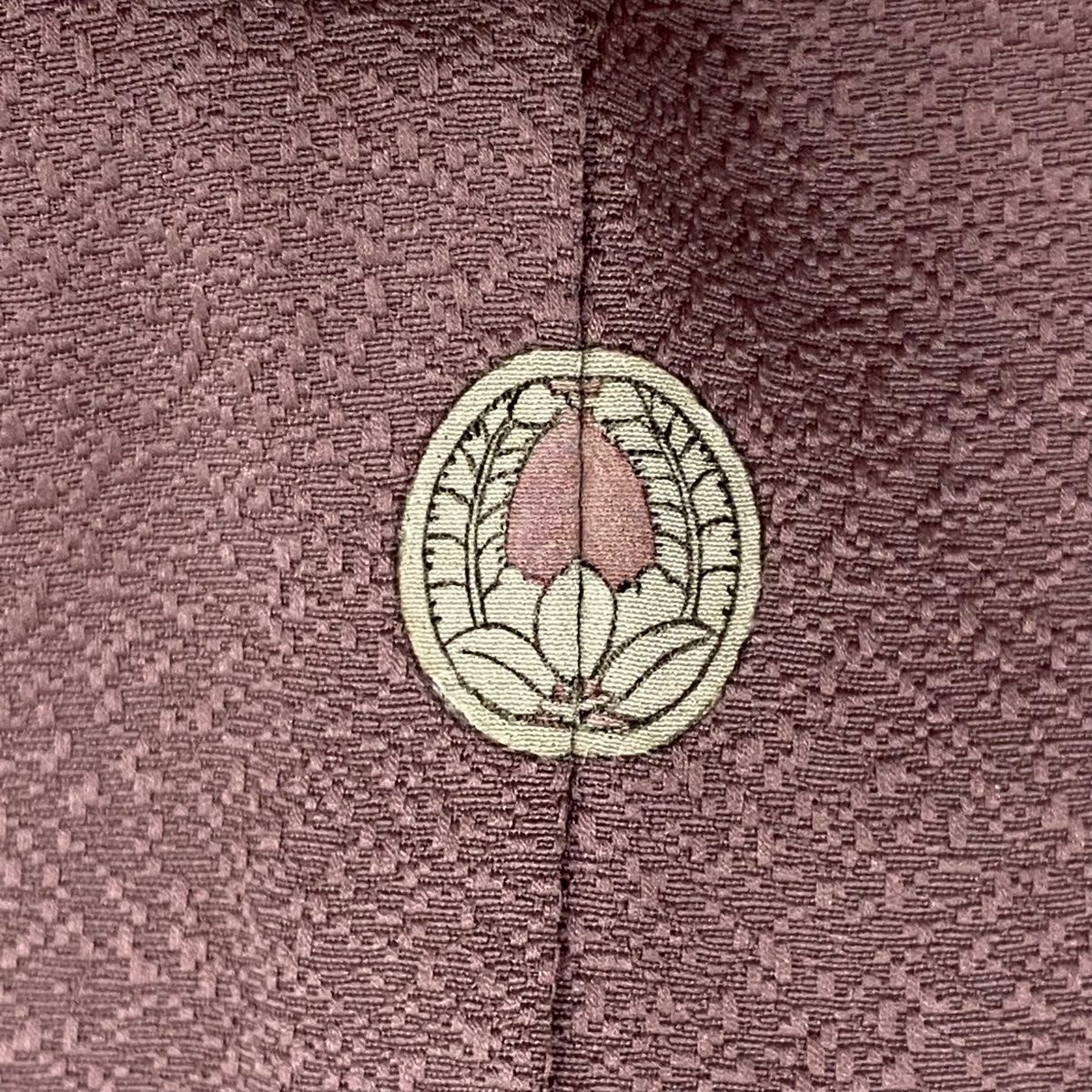 色無地 身丈160.5cm 裄丈67cm M 袷 百貫達雄 落款 地紋 灰紫 正絹 秀品