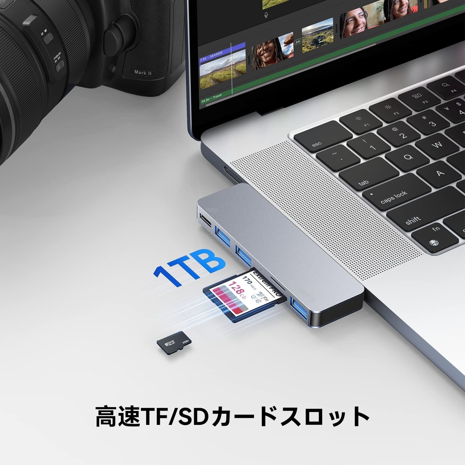 Macbook ハブ M1 M2 Macbook Air ハブ Macbook Pro ハブ USB TypeC 6-IN-2 USB-C ハブ  PD充電ポート USB3.0ポート SD/Microカードリーダー 送料無料 未使用 - メルカリ