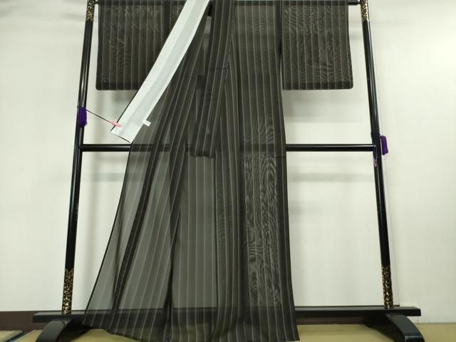 平和屋本店□希少 夏物 本場黄八丈 黒八丈 夏黄八 紗紬 間道 逸品 未