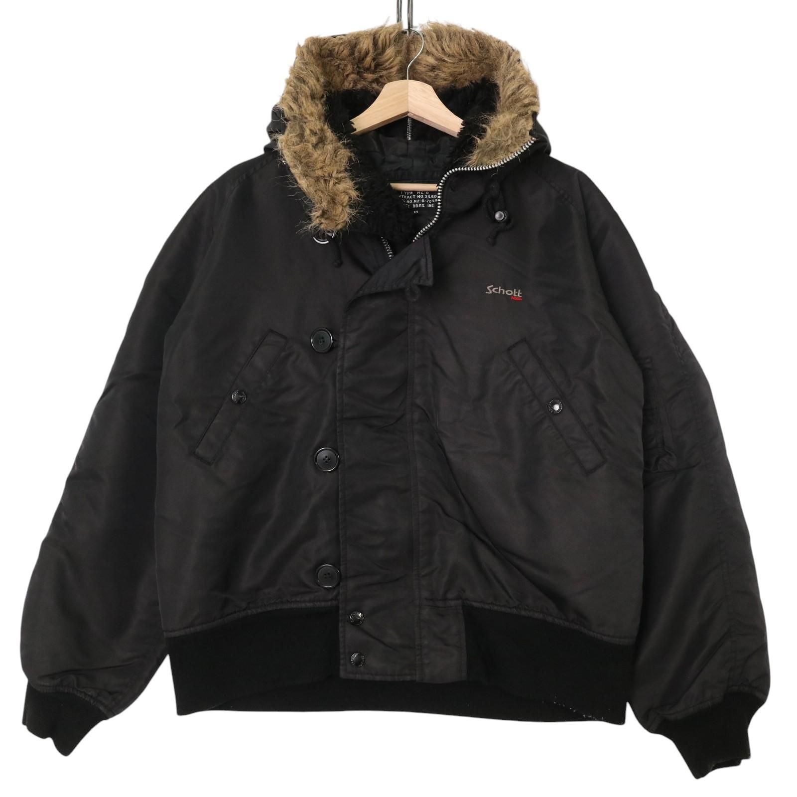 schott ショット n-2b フライトジャケット ミリタリー ブラック Schott NYC - Men's Nylon Flight Satin N-2B Jacket 9236