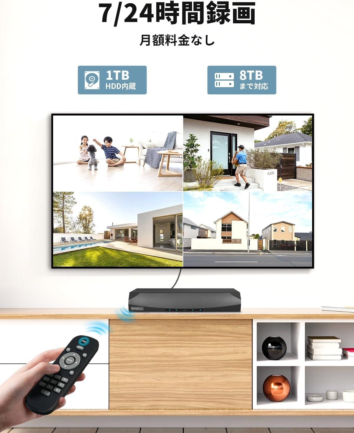 屋外防犯カメラセット POE4台500万