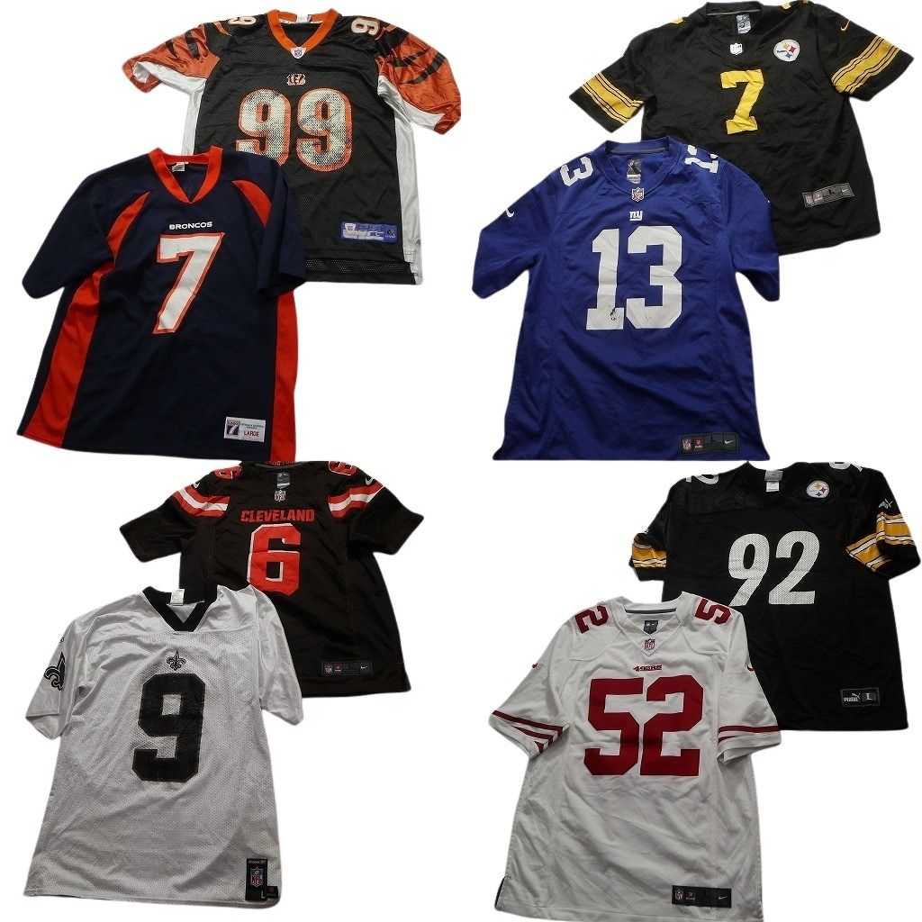 古着卸 NFL ゲームシャツ ユニフォーム 8枚セット メンズ Ｌ セインツ ナイキ スティーラーズ ブロンコス 古着 NA6195
