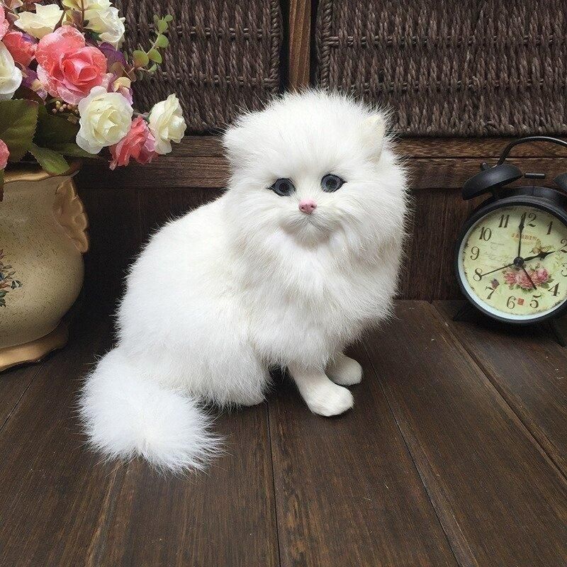 ぬいぐるみ リアルな毛並み とってもキュート ホワイトペルシャ猫のぬいぐるみ プレゼント 情操教育にも