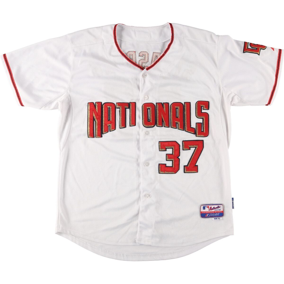 古着 Majestic MLB WASHINGTON NATIONALS ワシントンナショナルズ メッシュ レプリカ ゲームシャツ ベースボールシャツ/eaa454346