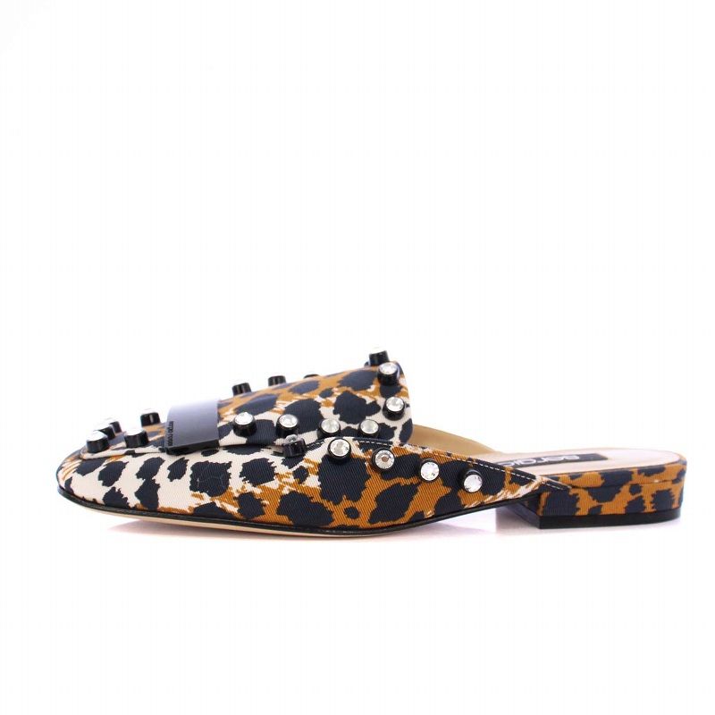 セルジオロッシ Sergio rossi SR1 ミュール サンダル ビジュー ヒョウ