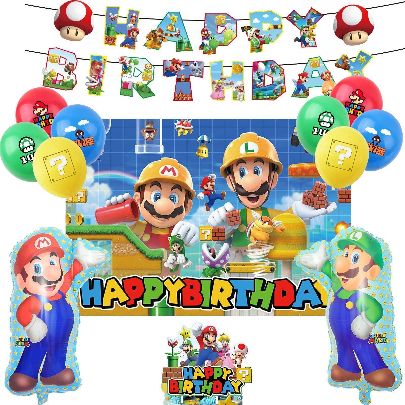 在庫セール】風船バルーン マリオタペストリー HAPPYBIRTHDAY