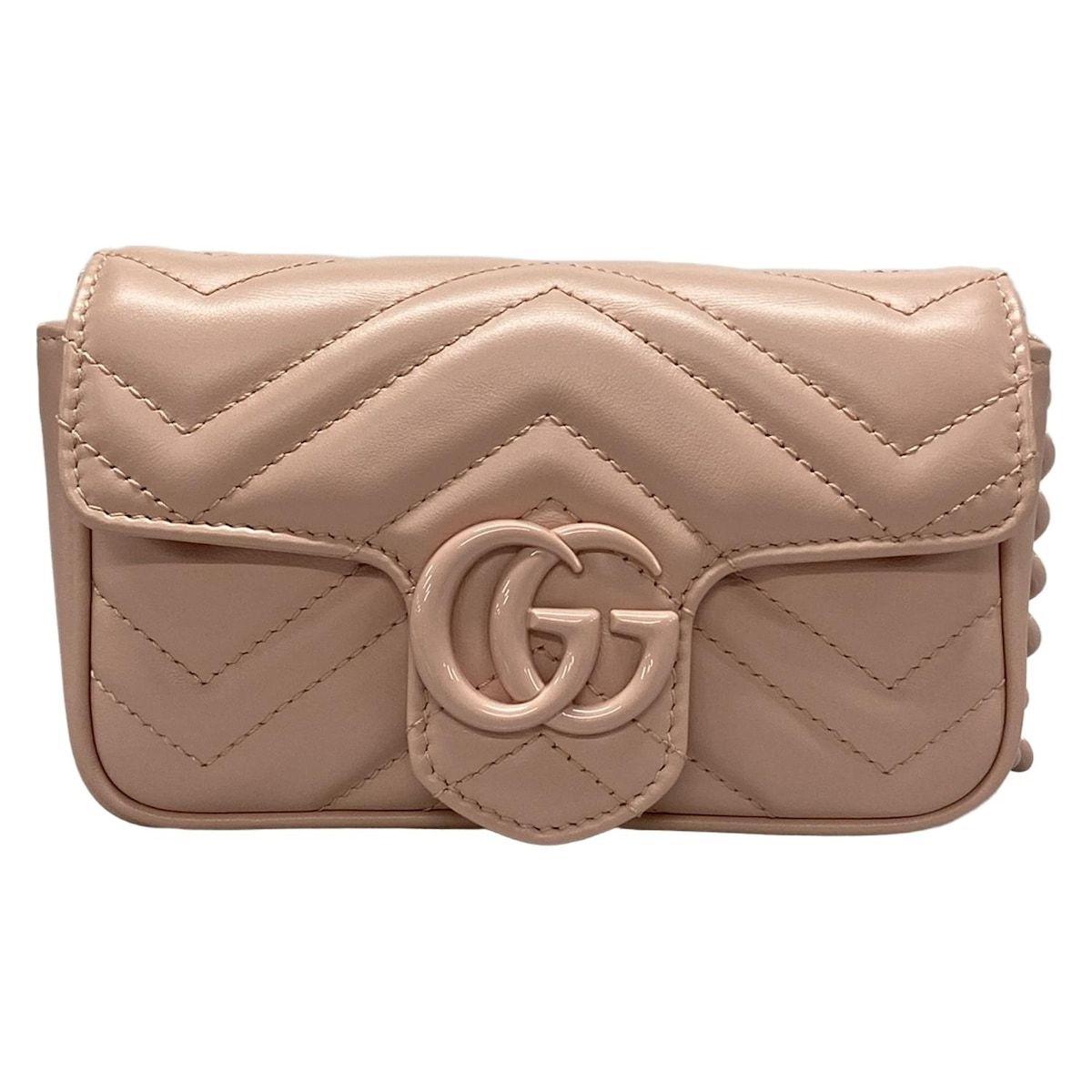 GUCCI グッチ ウエストポーチ GGマーモント 699757 ライトピンク チェーンベルト|2WAY レザー