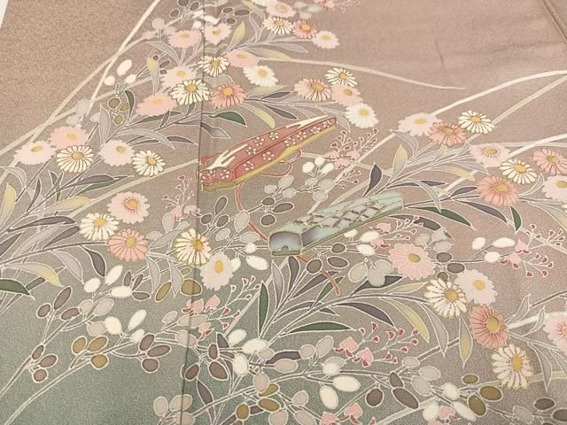 極上　訪問着　友禅　風景草花文　暈し染め　正絹　逸品 平和屋着物○訪問着 友禅 作家物 草花籬文 暈し染め 金彩 正絹