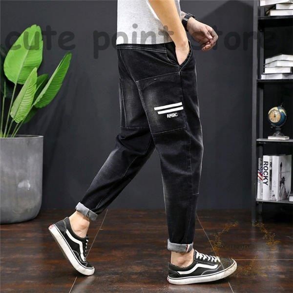 サルエルパンツ メンズ デニムパンツ スウェット サルエル パンツ ジーンズ ズボン ストレッチパンツ 黒デニムパンツ 太め ゆったり 秋冬