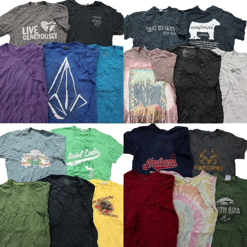 古着卸 まとめ売り カラーmix プリント 半袖Tシャツ 20枚セット (メンズ M ) プロチーム MLB タイダイ柄 リアルツリー 中古 古着 MY7411