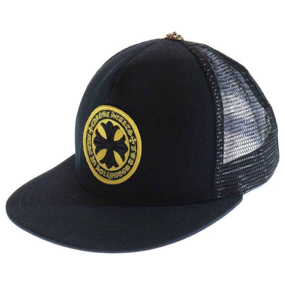 CHROME HEARTS クロムハーツ Yellow CH Plus Trucker Cap イエローCHプラス トラッカーキャップ メッシュキャップ パッチ クロスボール 帽子 ブラック|イエロー