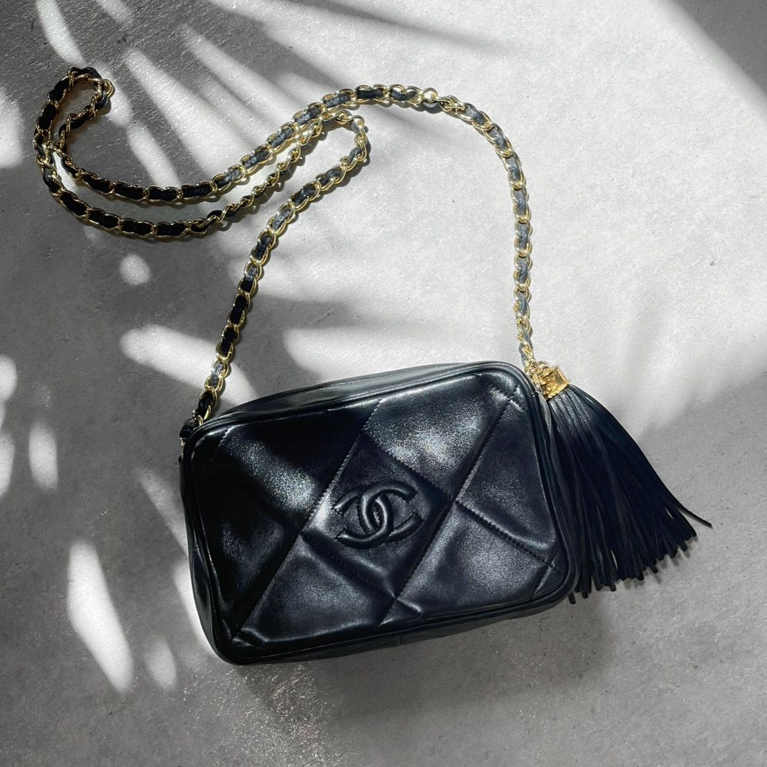 CHANEL シャネル ⑤ 0530965 マトラッセ23タッセル付きチェーン19860602 レディース ブラック