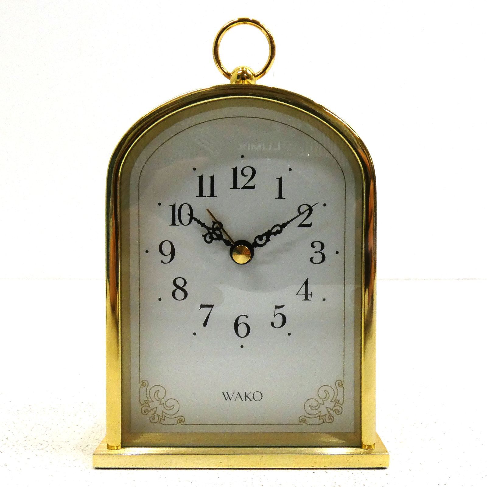 小牧店】美品 WAKO 置時計 アナログ クォーツ アーチ型 ゴールド
