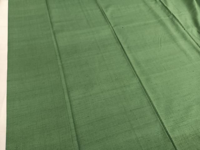 平和屋着物○本場結城紬 重要無形文化財 色無地 松葉色 正絹 逸品  