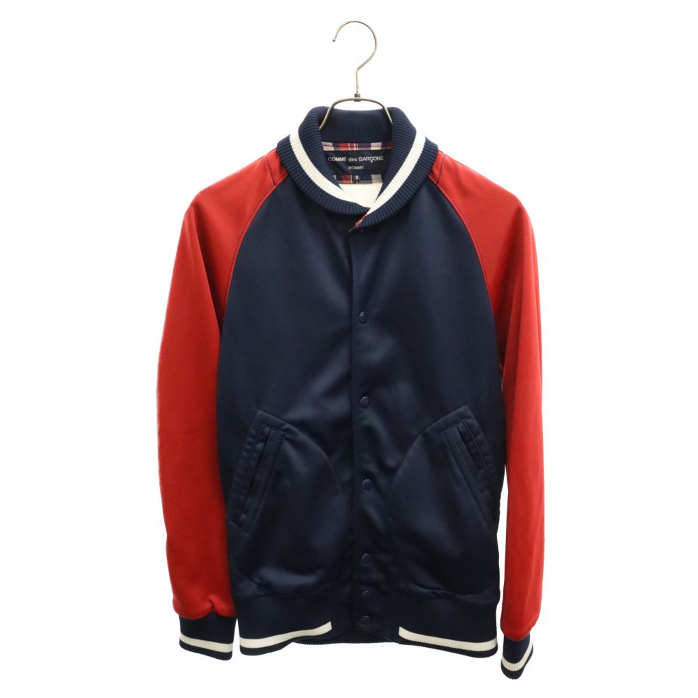 COMME des GARCONS HOMME (コムデギャルソンオム) 13AW スナップボタンブルゾン スタジアムジャケット レッド/ネイビー HM-J012 AD2013