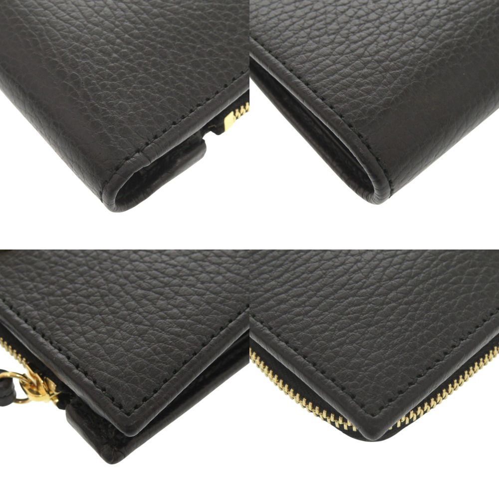 美品 グッチ GGマーモント ダブルG 546588 レザー ブラック 二つ折り  
