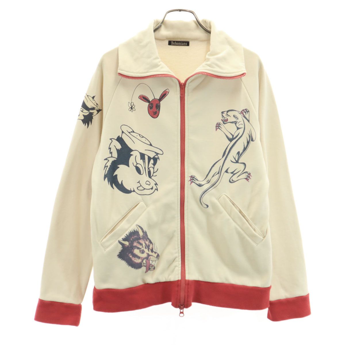BOHEMIANS ボヘミアンズ スウェット ジップジャケット M ベージュ系 裏起毛 メンズ 古着