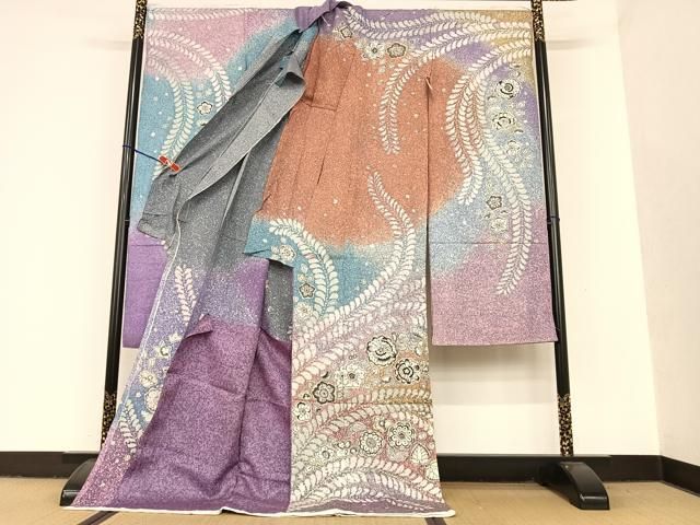 平和屋着物○豪華振袖 辻が花 暈し染め 丹後縮緬 上代48万円 仮絵羽  