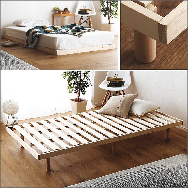 北欧インテリア天然木すのこベッドシングル