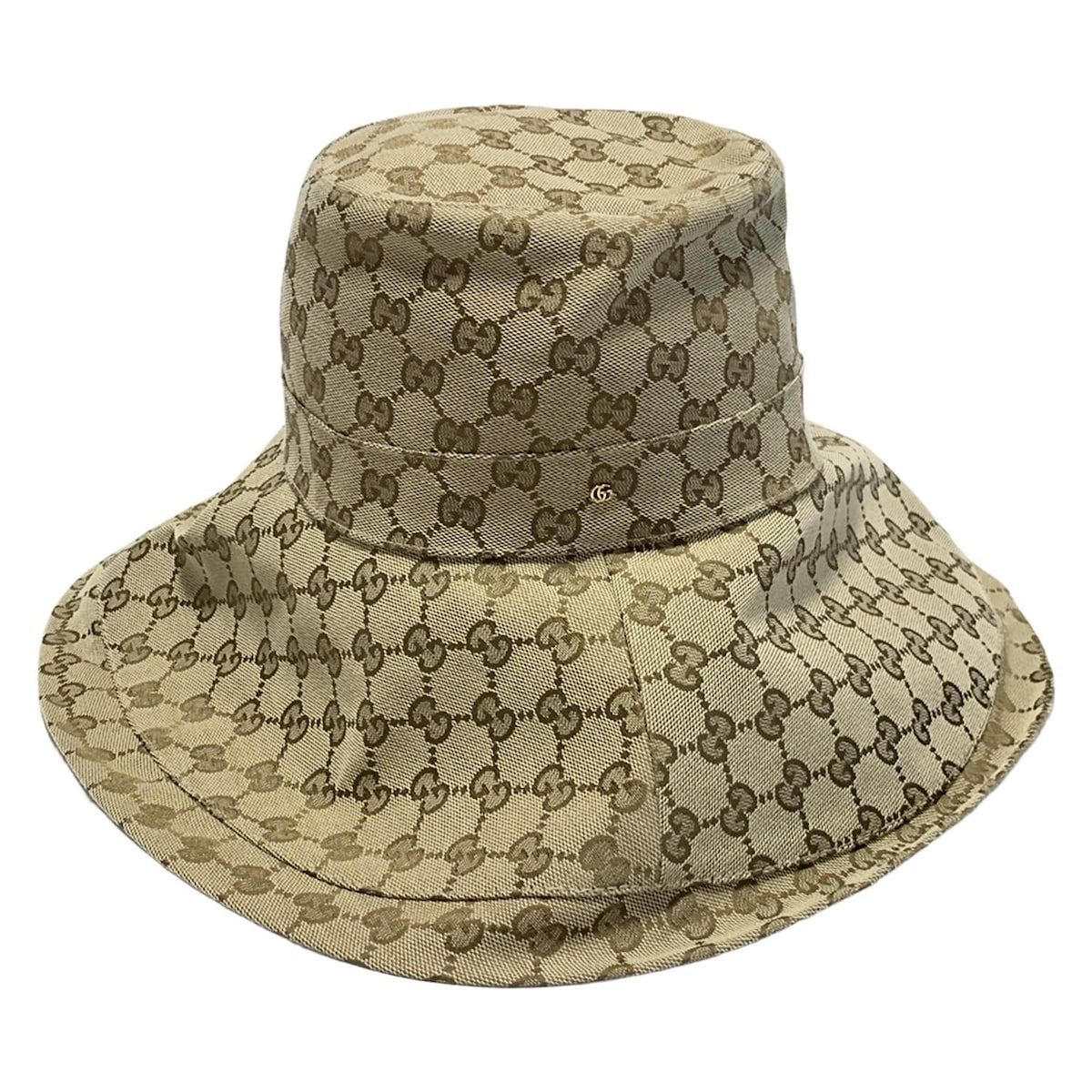 【極美品】グッチ GUCCI ロゴハットコットン 100周年記念 ブラウン 極美品】グッチ GUCCI ロゴハットコットン 100周年記念 ブラウン