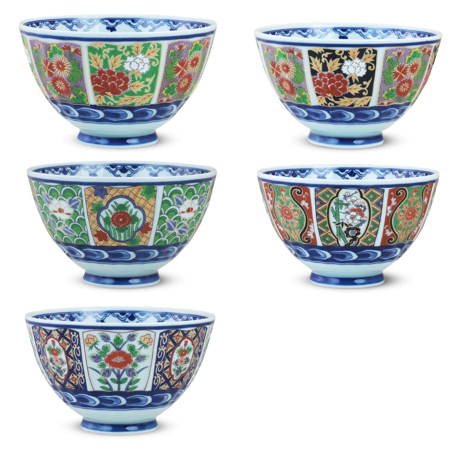 【人気商品】シートゥーシー ジャパン(Ctoc Japan) 飯碗 マルチ Φ12x7.3cm お茶碗 波佐見焼 古伊万里風絵変り 飯碗 5個 セット 841517 5個入