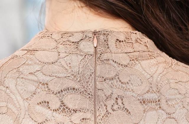 総レース イレギュラーヘム ウエストリボン ドレス パーティードレス