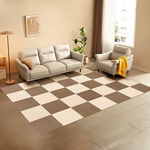 アイボリー*モカ_30*30*0.4cm20枚入り Newthoughts ジョイントマット 吸着マット 30x30cm*20枚タイルマット ズレない めくれない カーペット 滑りとめ 防音保温 洗濯機洗える DIY アイボリー*モカ