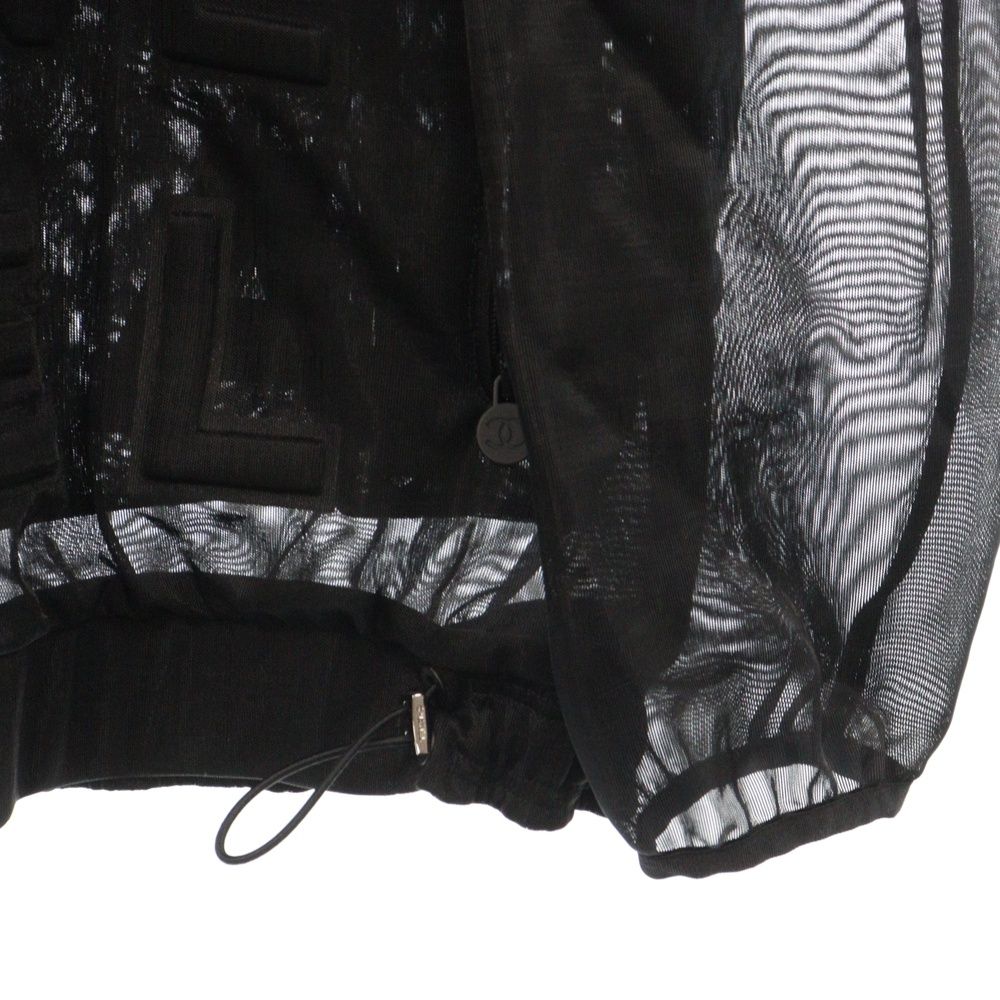 CHANEL (シャネル) ロゴ総柄メッシュブルゾン ジップアップジャケット