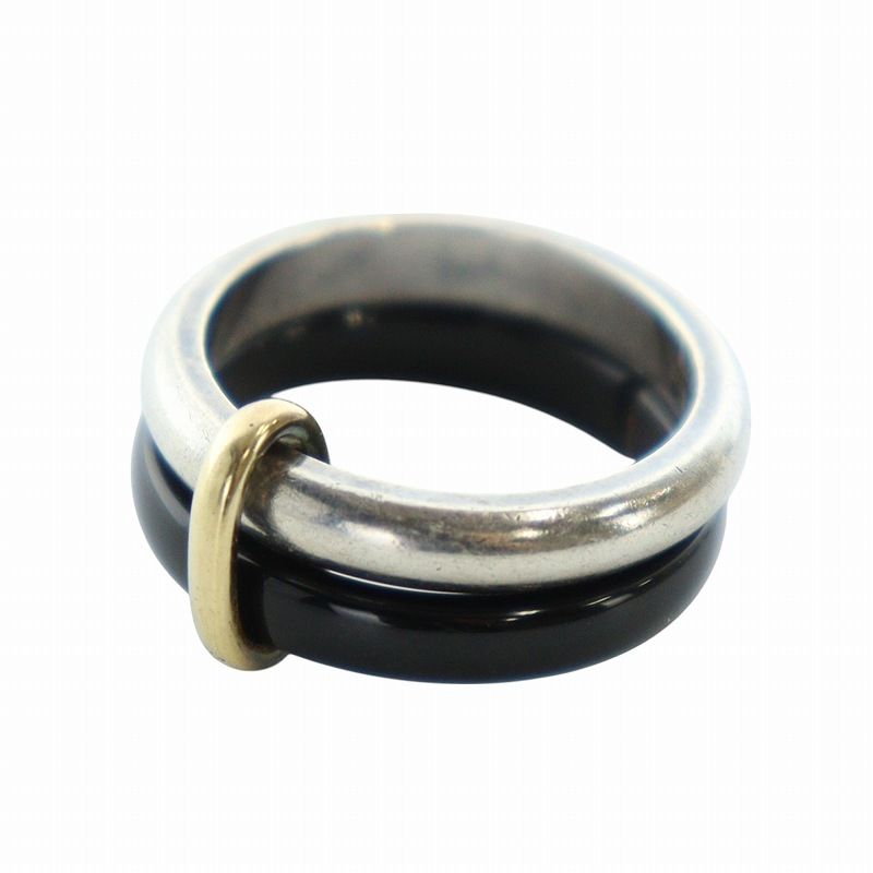 ジョージジェンセン　シルバー2連リング　オニキス Georg Jensen ジョージジェンセン A119 ダブルリング 2連 指輪