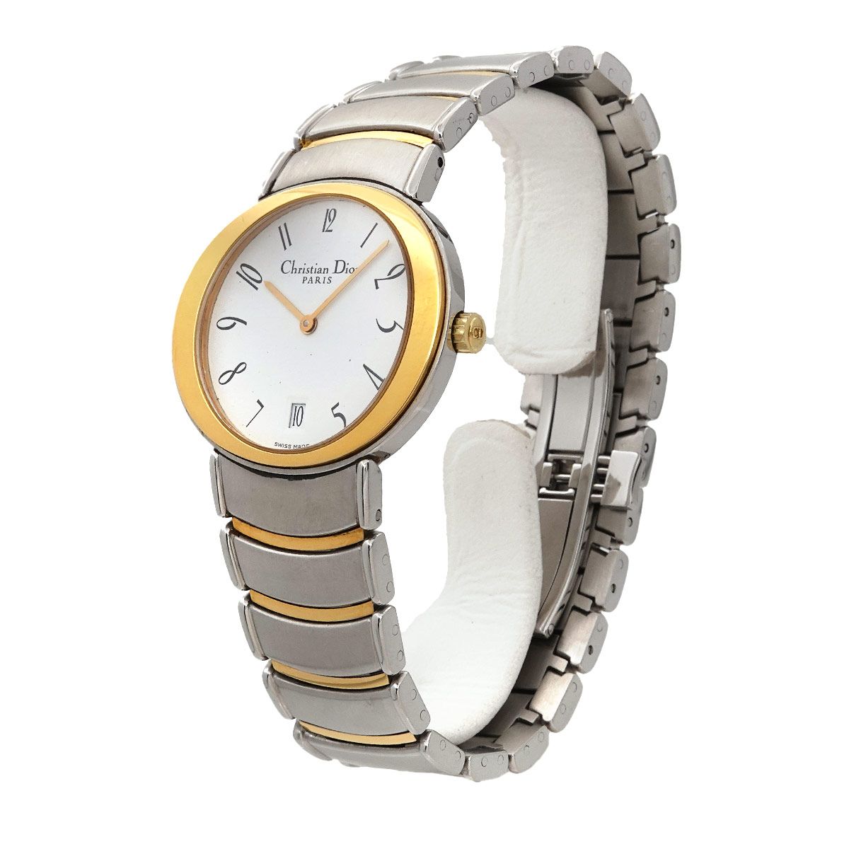 クリスチャン ディオール Christian Dior D77-200 コンビ メンズ 腕時計 ホワイト クォーツ ウォッチ 90266696