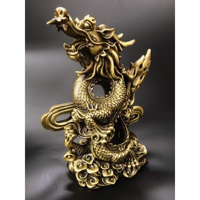【開運】お清め済 昇龍 金色ドラゴンの置物 昇龍 銅製 置物 開運厄除 祈願成就 ドラゴン 置物 風水 アイテム 龍 竜