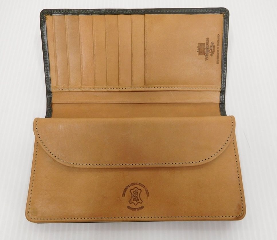 ホワイトハウスコックス 長財布 ヴィンテージレザー オリーブ S8819 中古囗T巛 ホワイトハウスコックス 長財布 ヴィンテージレザー オリーブ S8819