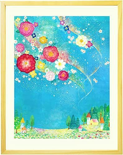 Mサイズ 絵画 インテリア 絵 幸せアート 「花のオーロラ」Mサイズ 額