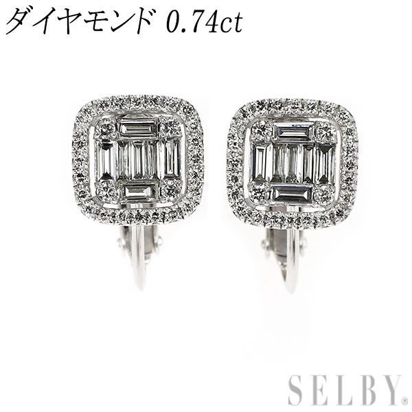 K18WG ダイヤモンド イヤリング 0.74ct