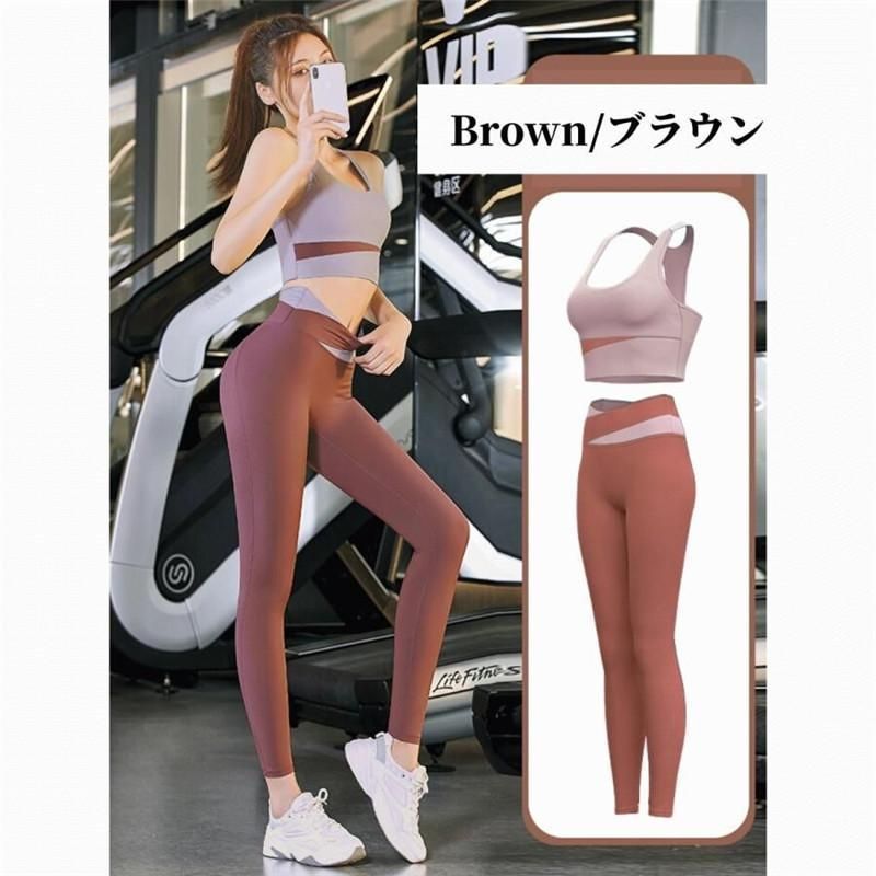 ヨガウェア★セットアップ ヨガウェア 上下セット レディース トップス 美尻 レギンス 指穴