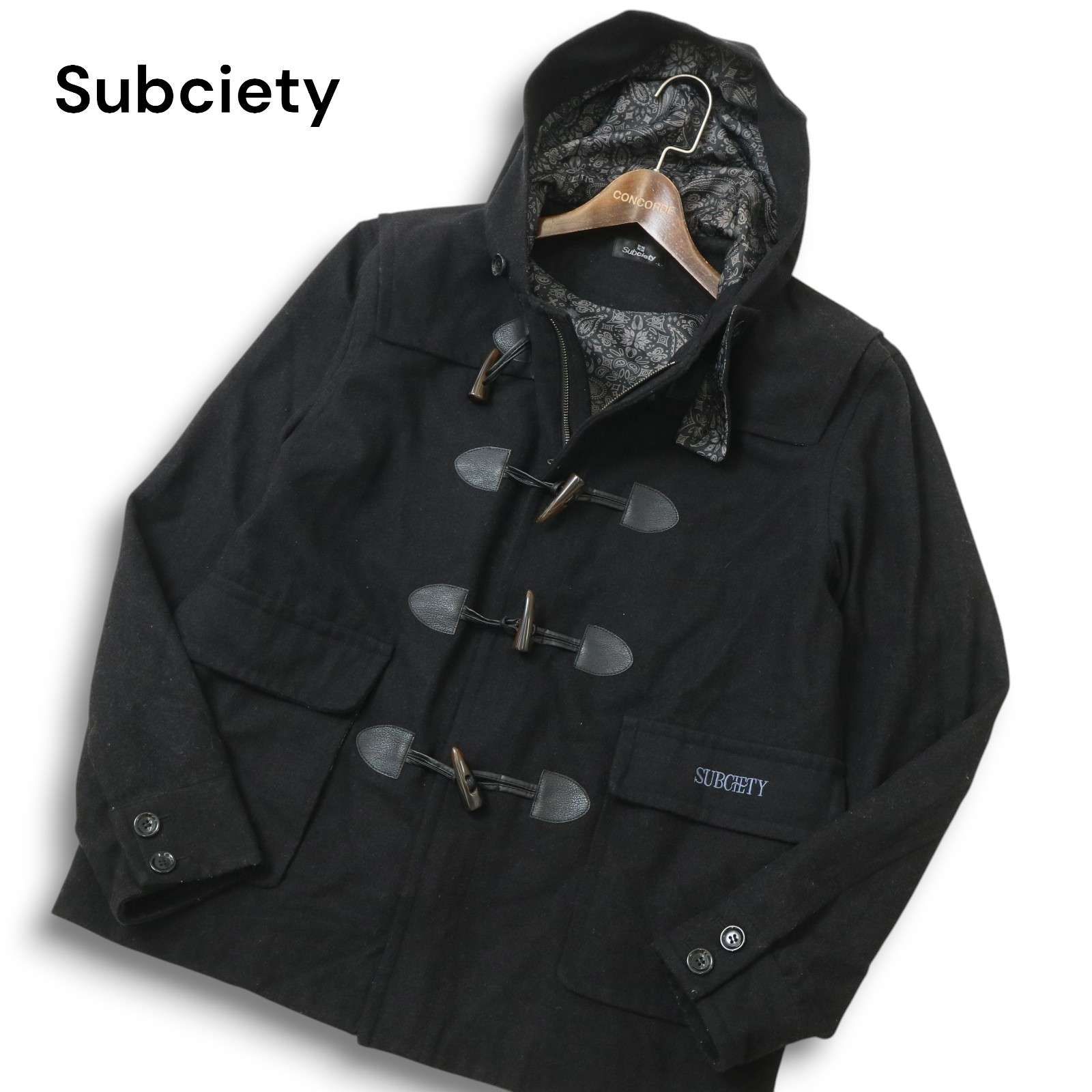 Subciety サブサエティ 秋冬 ウール混 メルトン☆ ダッフル コート Sz