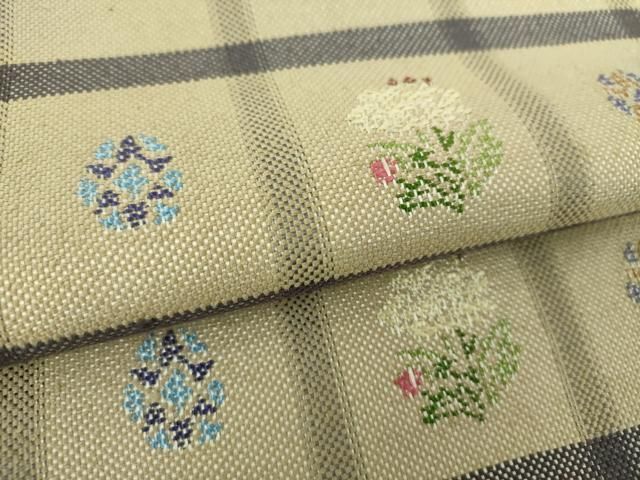 平和屋着物●八寸名古屋帯　紬地　格子花文　正絹　逸品　DAAS3175ps 平和屋着物○八寸名古屋帯 紬地 格子花文 正絹 逸品 DAAS3175ps - メルカリ