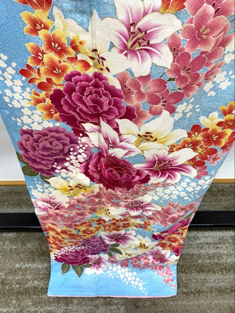 振袖 豪華 金駒 銀通し 刺繍 身丈155cm 撥水加工済 振袖 豪華 銀通し