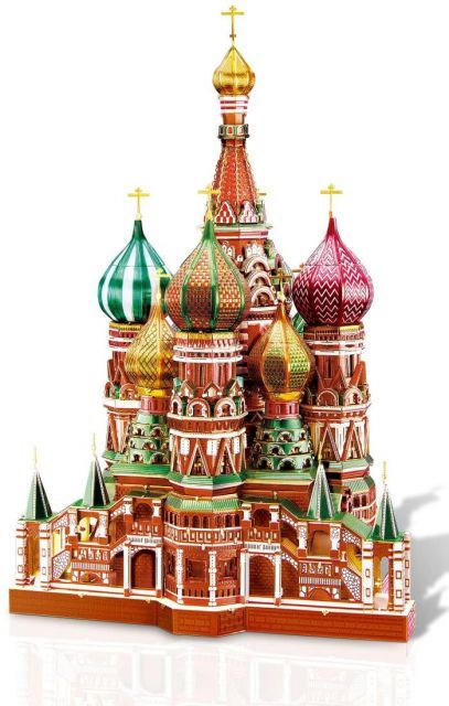 Piececool ピースクール 立体パズル 聖ワシリイ大聖堂 建物 メタリックナノパズル 3dメタルパズル 金属製模型 組み立てキット 接着剤不要 難易度5つ星 中級者 大人向け 飾り 置物