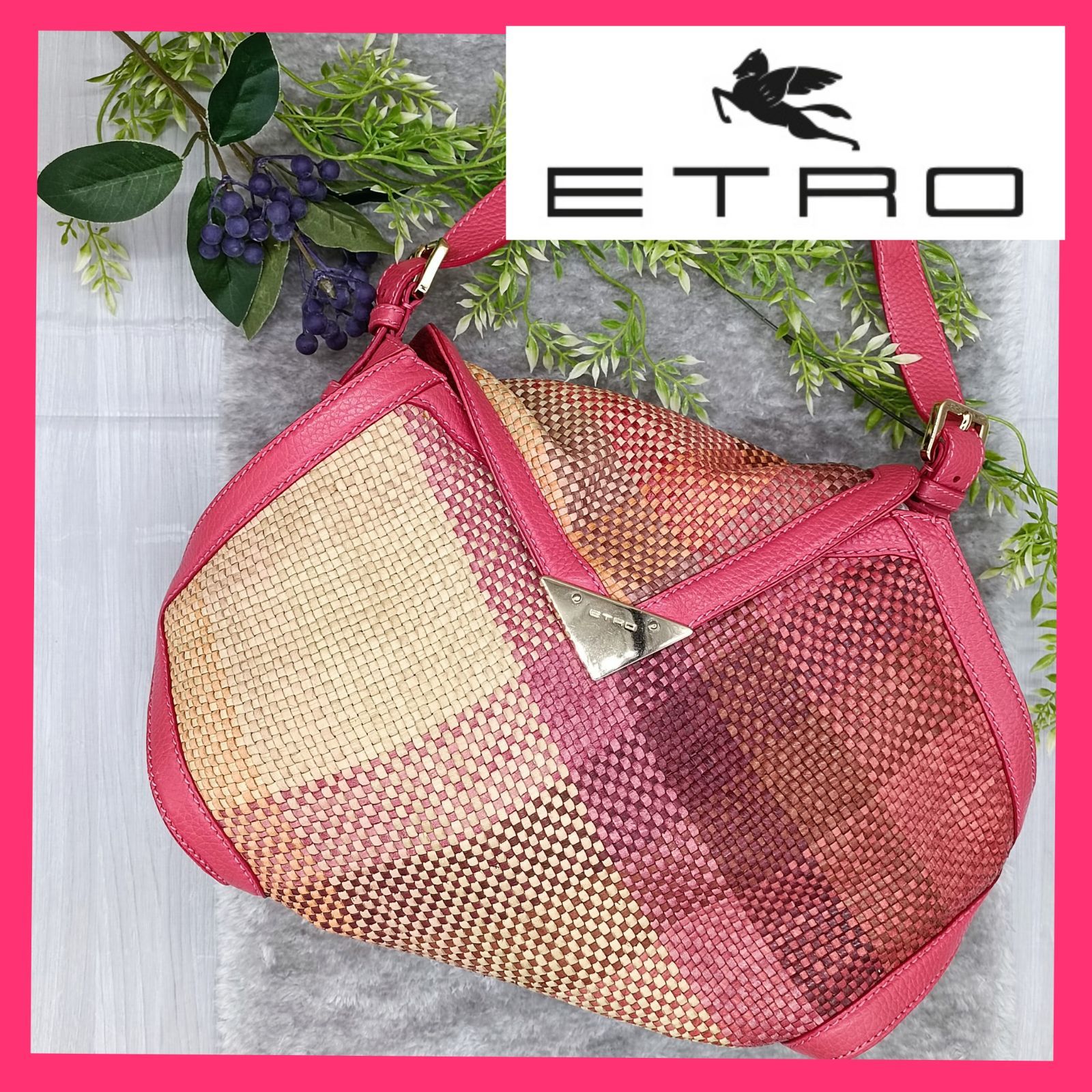 ETRO 》 エトロ ワンショルダーバッグ レザーバッグ 編み込みレザー