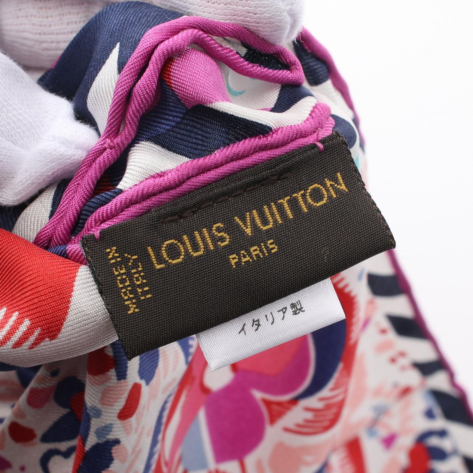 ルイ・ヴィトン LOUIS VUITTON スカーフ ネイビー シルク ベルト付  