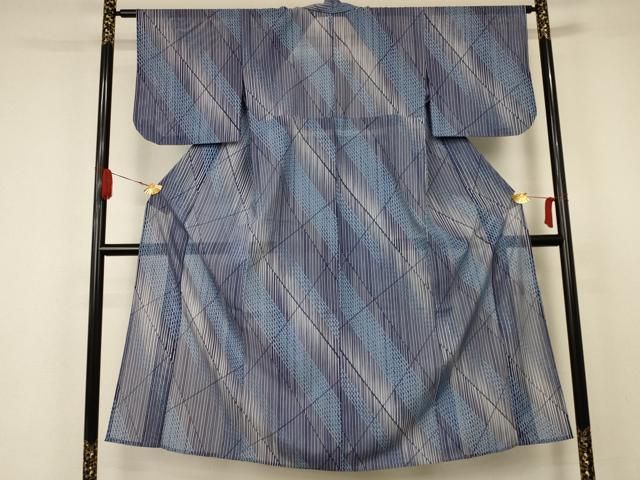 平和屋着物＊夏物　小紋　絽　雪輪兎文　正絹　逸品　AABA2785jd 平和屋着物＊夏物 小紋 絽 雪輪兎文 正絹 逸品 AABA2785jd