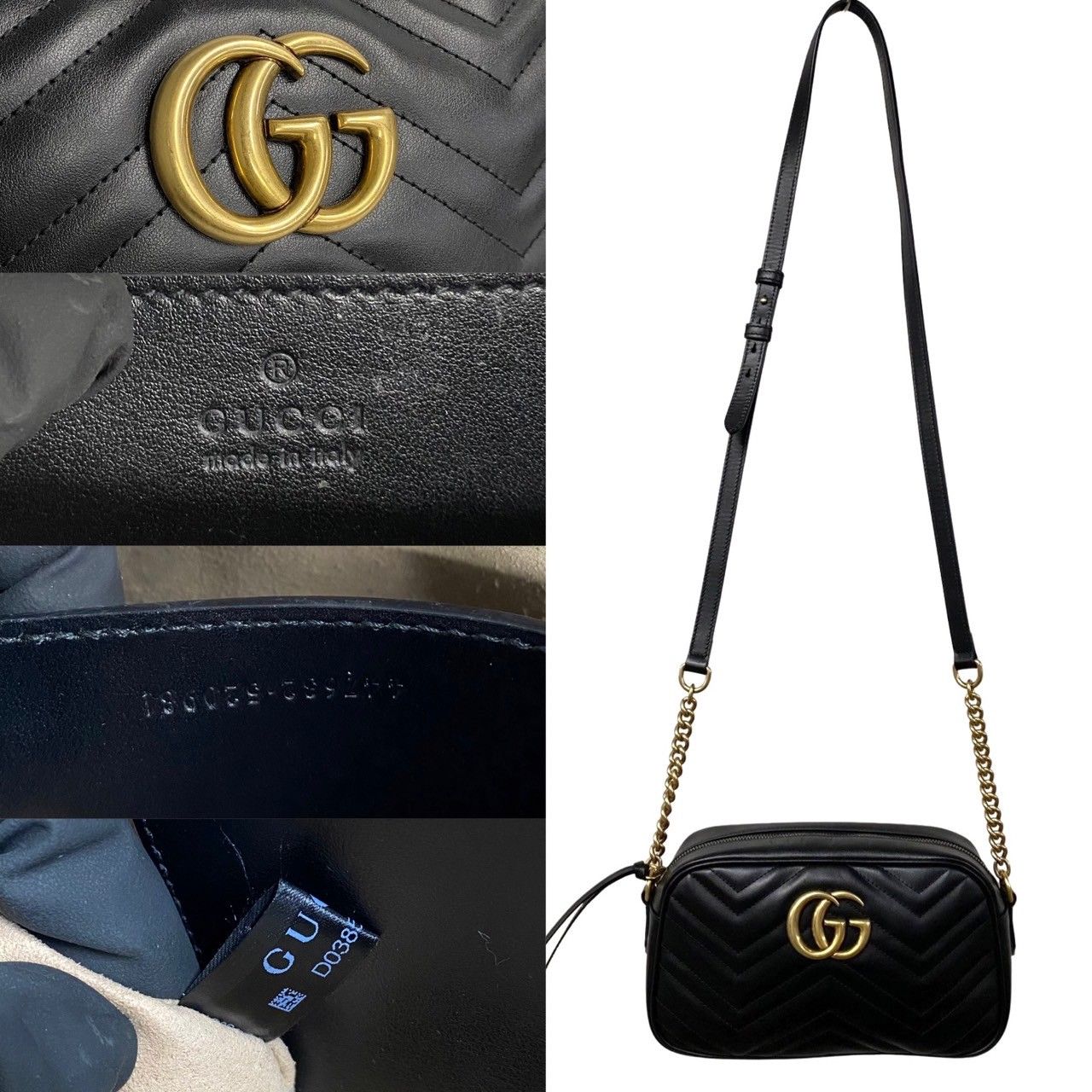 ほぼ未使用 箱袋付 GUCCI グッチ GGマーモント ロゴ 金具 レザー ほぼ未使用 箱袋付 GUCCI グッチ GGマーモント ロゴ 金具 レザー