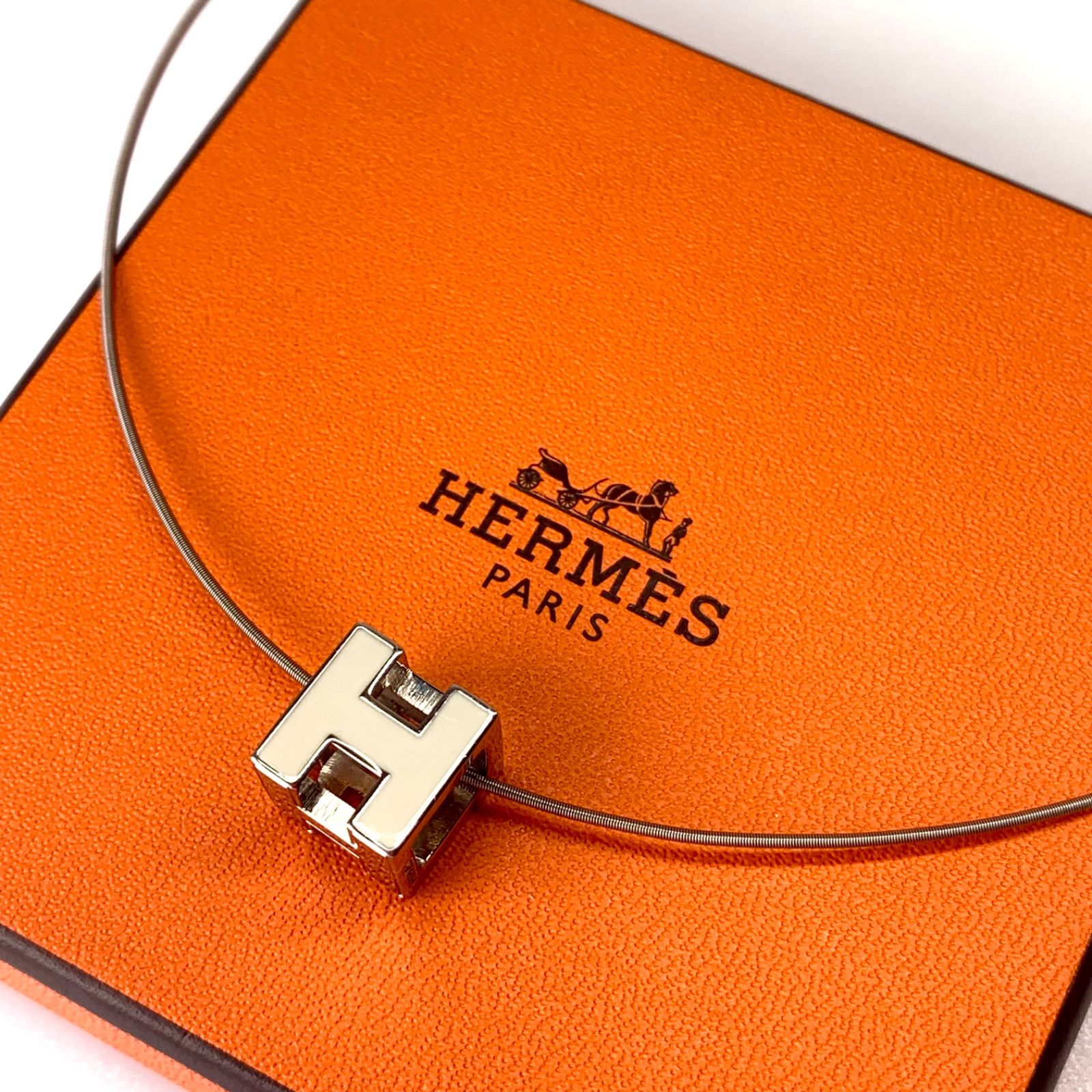 HERMES エルメス カージュドアッシュ Hキューブ ネックレス メッキ