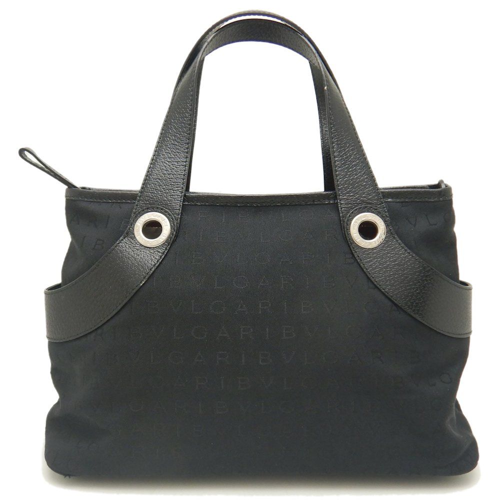 ブルガリ ロゴ レザー トートバッグ BVLGARI ブルガリ トートバッグ ロゴマニア キャンバスxレザー