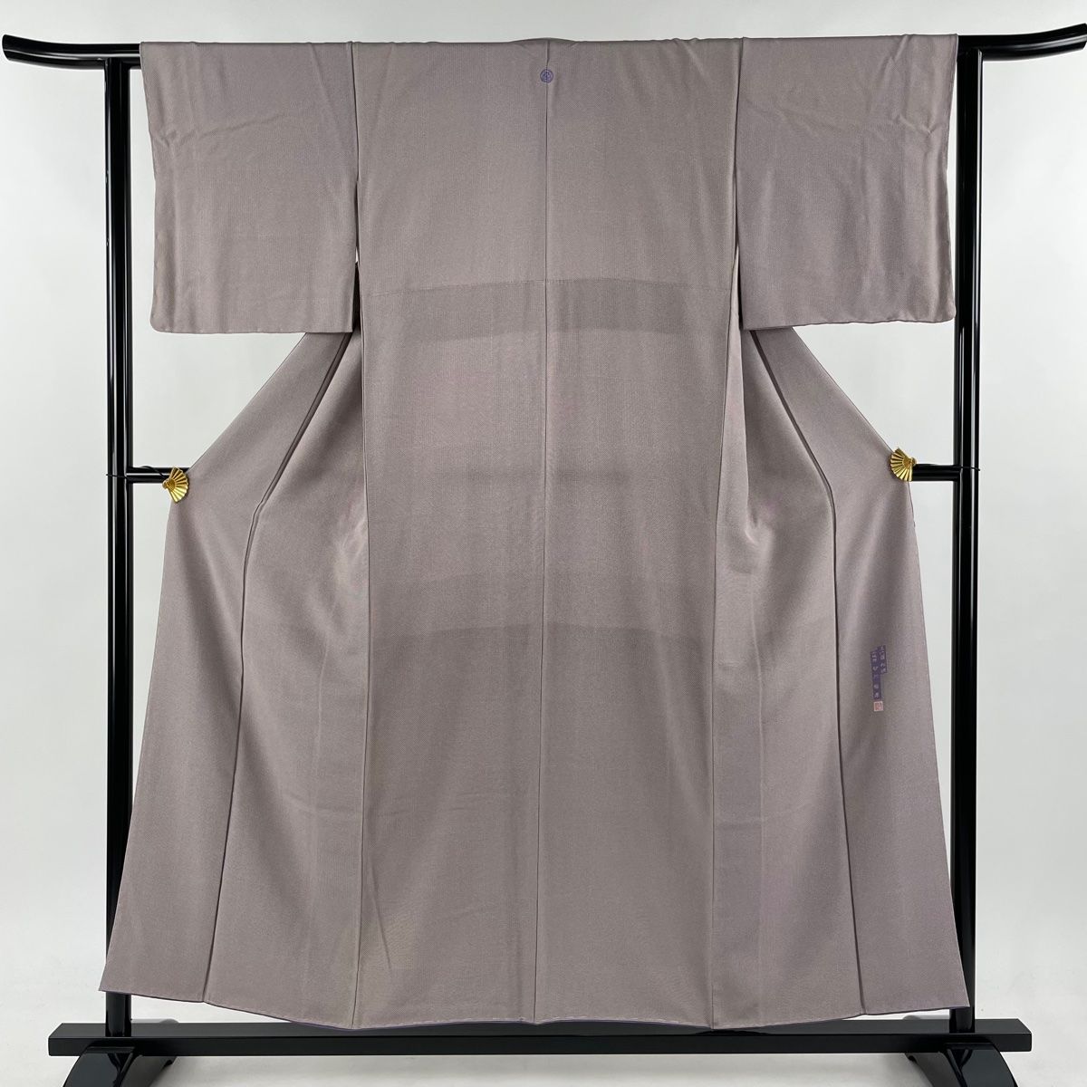 小紋 身丈152cm 裄丈62cm S 袷 落款 幾何学模様 薄小豆 正絹 名品 一つ紋