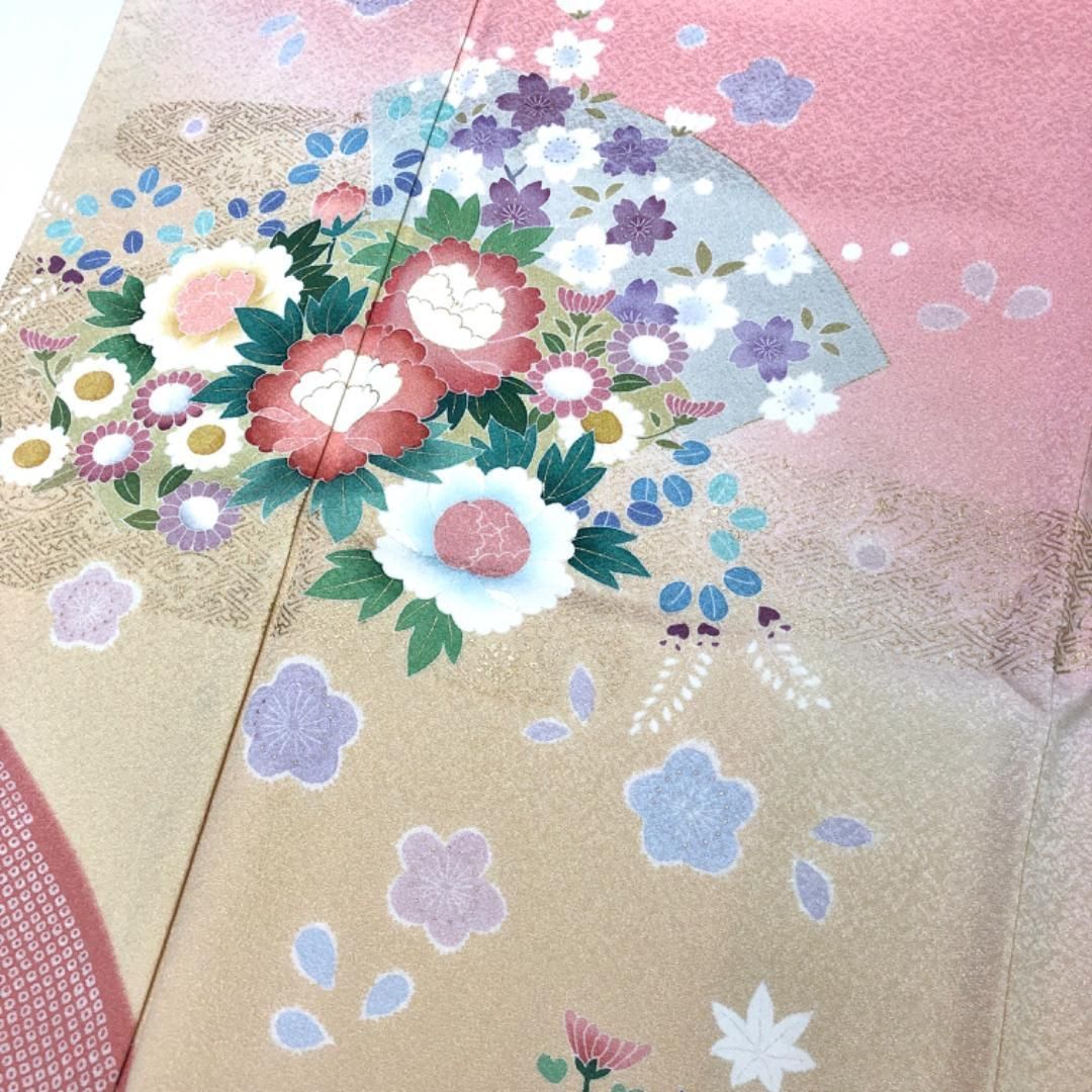 ☆ 訪問着 花草模様 松に花菱 花七宝 金彩 東雲色 トールサイズ K-5045 訪問着 花草模様 松に花菱 花七宝 金彩 東雲色 トールサイズ K