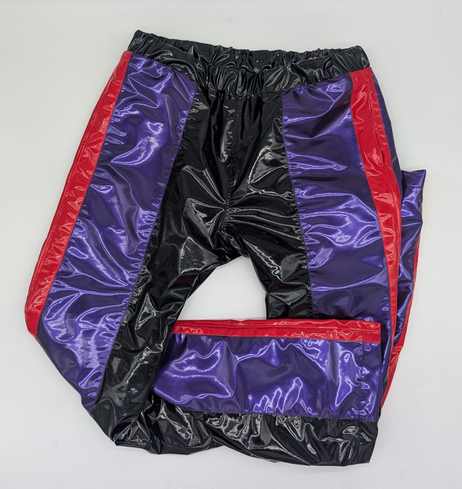 専用★エナメル生地のジャージ上下セット(エナメル裏地付き)メンズ４Lハンドメイド エナメル生地のジャージ上下(エナメル裏地付き)】 黒、紫、赤